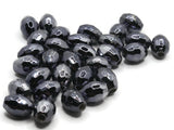 30 13mm Shiny Black Vintage Lucite Plastic Beads Faceted Oval Beads Jewelry Making Beading Supplies Loose Large Hole Beads to String