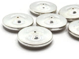 8 25mm Large Rondelle Disc Beads Vintage Silver Tone Plastic Beads Jewelry Making Beading Supplies