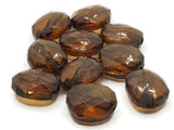 10 20mm Clear Brown Vintage Lucite Plastic Beads Flat Faceted Oval Beads Jewelry Making Beading Supplies Loose Beads to String