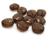 10 20mm Clear Brown Vintage Lucite Plastic Beads Flat Faceted Oval Beads Jewelry Making Beading Supplies Loose Beads to String