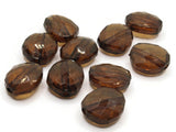 10 20mm Clear Brown Vintage Lucite Plastic Beads Flat Faceted Oval Beads Jewelry Making Beading Supplies Loose Beads to String
