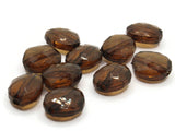 10 20mm Clear Brown Vintage Lucite Plastic Beads Flat Faceted Oval Beads Jewelry Making Beading Supplies Loose Beads to String