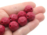 16 15mm Pink Faceted Round Beads Vintage Lucite Beads Jewelry Making Beading Supplies