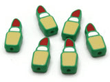 6 24mm Red Lipstick Beads Yellow and White Enamel on Green Plastic Beads Acrylic Beads to String Jewelry Making Beading Supplies