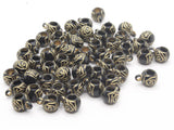 50 9mm Black Round Plastic Beads with Gold Flower Pattern Loose Large Hole Beads with Loop Beads to String Jewelry Making Beading Supplies