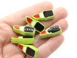 6 24mm Red Lipstick with Black and White Enamel Tube on Bright Green Plastic Beads Acrylic Beads to String Jewelry Making Beading Supplies