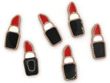 6 24mm Red Lipstick Beads with Black and White Tube on Light Brown Plastic Beads Acrylic Beads to String Jewelry Making Beading Supplies