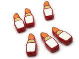 6 24mm Orange Lipstick Beads Yellow and White Enamel on Red Plastic Beads Acrylic Beads to String Jewelry Making Beading Supplies