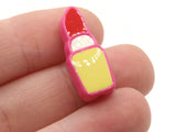 6 24mm Red Lipstick Beads with Yellow and White Tube on Bright Pink Plastic Beads Acrylic Beads to String Jewelry Making Beading Supplies
