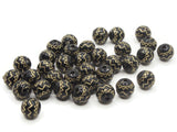 32 9mm Black Round Plastic Beads with Gold Zigzag Pattern Loose Beads to String Jewelry Making Beading Supplies Black and Gold Acrylic Beads