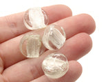 4 21mm Clear Silver White Core Coin Beads Flat Round Lampwork Glass Beads Jewelry Making and Beading Supplies