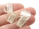 4 21mm Clear Silver White Core Coin Beads Flat Round Lampwork Glass Beads Jewelry Making and Beading Supplies