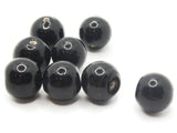 8 16mm Black Beads Smooth Round Ceramic Glass Beads Jewelry Making Beading Supplies Loose Beads to String