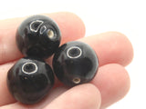8 16mm Black Beads Smooth Round Ceramic Glass Beads Jewelry Making Beading Supplies Loose Beads to String