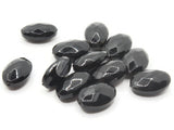 12 15mm Black Oval Glass Beads Large Faceted Flat Oval Beads Jewelry Making Beading Supplies