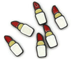 6 24mm Red Lipstick Beads Yellow and White Enamel on Black Plastic Beads Acrylic Beads to String Jewelry Making Beading Supplies
