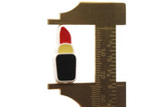 6 24mm Red Lipstick with Black and Yellow Enamel Tube on White Plastic Beads Acrylic Beads to String Jewelry Making Beading Supplies
