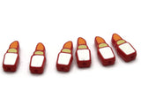 6 24mm Orange Lipstick Beads Yellow and White Enamel on Red Plastic Beads Acrylic Beads to String Jewelry Making Beading Supplies
