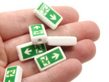 10 18mm Flat Rectangle Emergency Exit Beads White and Green Beads Plastic Beads to String Jewelry Making Beading Supplies