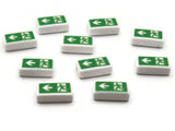 10 18mm Flat Rectangle Emergency Exit Beads White and Green Beads Plastic Beads to String Jewelry Making Beading Supplies