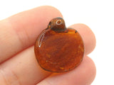 22mm Brown Flat Round Handmade Glass Pendant Jewelry Making Beading Supplies