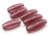 6 23mm Vintage Purple Handmade Glass Tube Beads Jewelry Making Beading Supplies