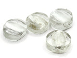 4 21mm Clear Silver White Core Coin Beads Flat Round Lampwork Glass Beads Jewelry Making and Beading Supplies