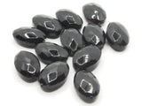 12 15mm Black Oval Glass Beads Large Faceted Flat Oval Beads Jewelry Making Beading Supplies