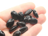 12 15mm Black Oval Glass Beads Large Faceted Flat Oval Beads Jewelry Making Beading Supplies