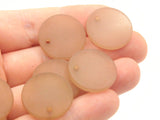 10 20mm Flat Round Drop Beads Frosted Brown Vintage Lucite Plastic Beads Jewelry Making Beading Supplies