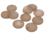 10 20mm Flat Round Drop Beads Frosted Brown Vintage Lucite Plastic Beads Jewelry Making Beading Supplies