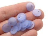 30 11mm Curved Flat Round Drop Beads Frosted Blue Vintage Lucite Plastic Beads Jewelry Making Beading Supplies