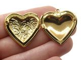 29mm Heart Locket with Flowers Gold Tone Brass Locket Charm Jewelry Making and Beading Supplies