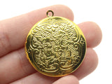 35mm Round Flower Locket Gold Tone Locket Charm Jewelry Making and Beading Supplies Floral Locket
