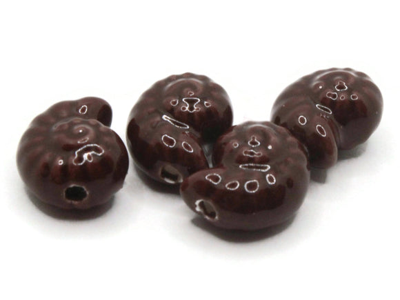 4 14mm Porcelain Spiral Shell Beads Brown Porcelain Glass Beads Ocean and Beach Beads Jewelry Making Beading Supplies Loose Beads