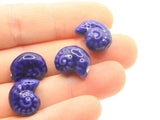 4 14mm Porcelain Spiral Shell Beads Dark Blue Porcelain Glass Beads Ocean and Beach Beads Jewelry Making Beading Supplies Loose Beads