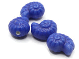 4 14mm Porcelain Spiral Shell Beads Medium Blue Porcelain Glass Beads Ocean and Beach Beads Jewelry Making Beading Supplies Loose Beads