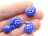 4 14mm Porcelain Spiral Shell Beads Medium Blue Porcelain Glass Beads Ocean and Beach Beads Jewelry Making Beading Supplies Loose Beads
