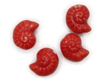4 14mm Porcelain Spiral Shell Beads Red Porcelain Glass Beads Ocean and Beach Beads Jewelry Making Beading Supplies Loose Beads
