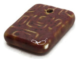 34mm Brown Porcelain Ceramic Rectangle Pendant Patterned Bead Large Hole Bead Jewelry Making Beading Supplies