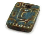34mm Green, Brown and Blue Porcelain Ceramic Rectangle Pendant Patterned Bead Large Hole Bead Jewelry Making Beading Supplies