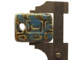 34mm Green, Brown and Blue Porcelain Ceramic Rectangle Pendant Patterned Bead Large Hole Bead Jewelry Making Beading Supplies