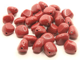 30 15mm Red Nugget Beads Oval Plastic Jewelry Making Beading Supplies Loose Beads to String