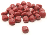 30 15mm Red Nugget Beads Oval Plastic Jewelry Making Beading Supplies Loose Beads to String