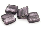4 20mm Purple Square Glass with foil Center Lampwork Glass Beads Jewelry Making Beading Supplies Loose Beads to String