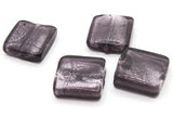 4 20mm Purple Square Glass with foil Center Lampwork Glass Beads Jewelry Making Beading Supplies Loose Beads to String