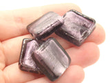 4 20mm Purple Square Glass with foil Center Lampwork Glass Beads Jewelry Making Beading Supplies Loose Beads to String