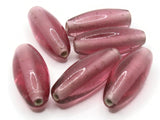 6 23mm Vintage Purple Handmade Glass Tube Beads Jewelry Making Beading Supplies