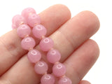 52 8mm Vintage Hand Knotted Pink Glass Smooth Round Beads Made in Japan Jewelry Making Beading Supplies Loose Beads Smooth Round Beads
