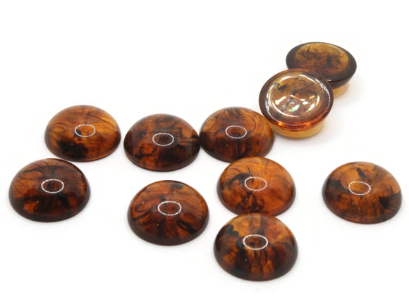 10 20mm Tortoise Shell Brown Vintage Lucite Plastic Round Flat Back Cabochons Jewelry Making Beading Supplies